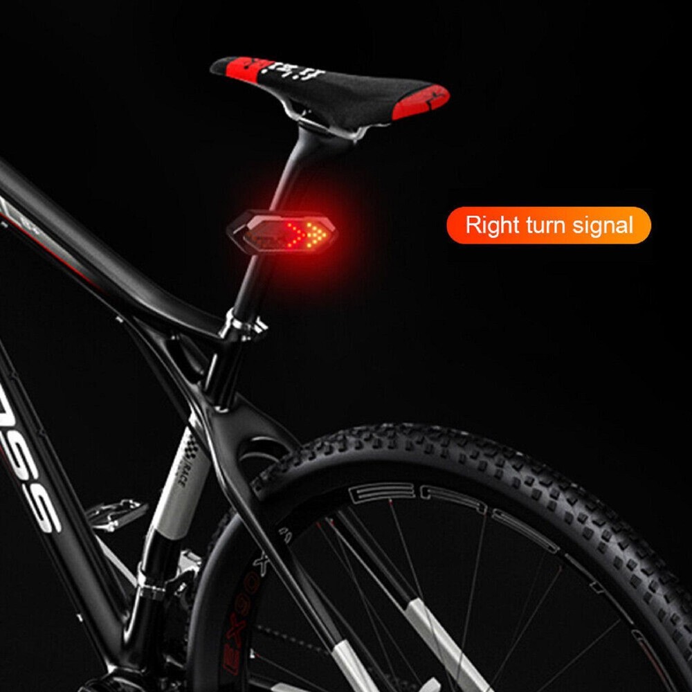 Bicycle Tail Light USB Wireless Remote Control Turn Signal Warning Lamp+Horn