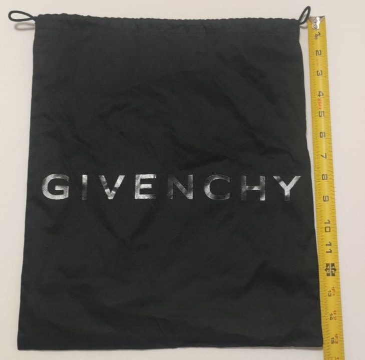 Authentic Givenchy Black Cotton Drawstring Dust Bag lined in white 13” x 15”