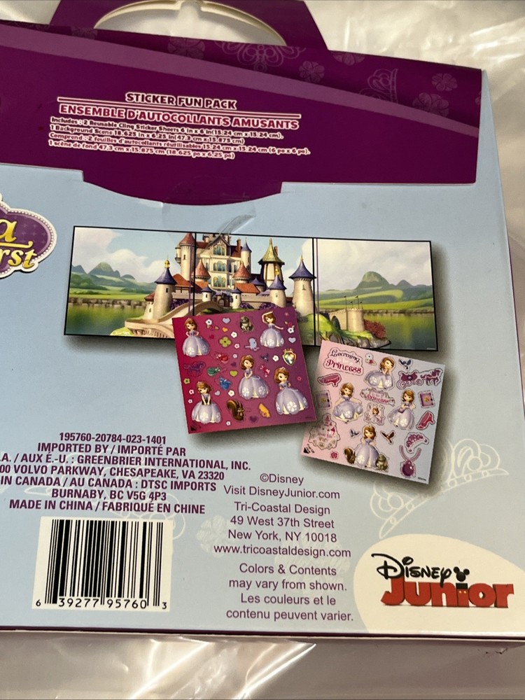 SOFIA THE FIRST SOFIA'S Sticker Fun Pack Disney Jr Reusable Stickers Activity
