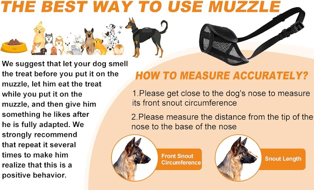 Dog Muzzle, Soft Nylon Air Mesh Breathable Drinkable Anti-Bite Adjustable