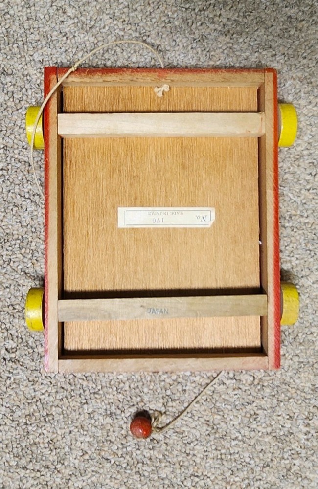 Vintage Wooden Pull Cart Building Blocks