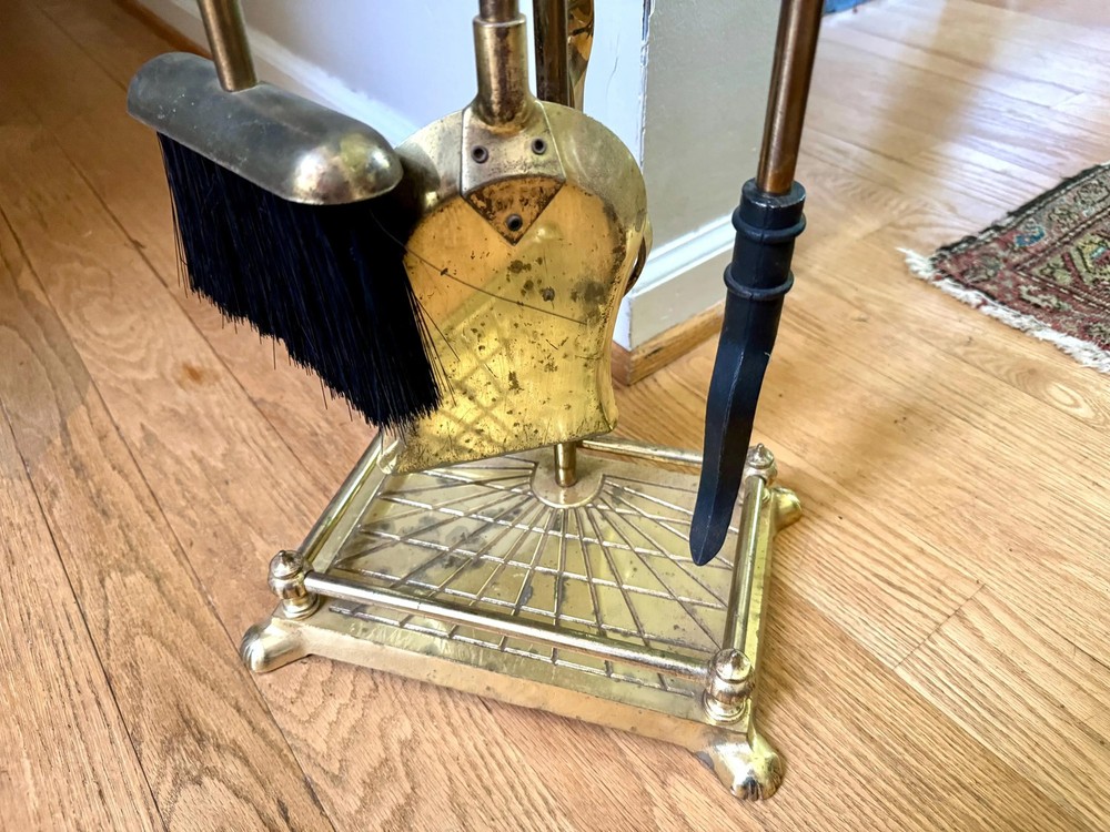 Vtg Silver and Brass Duck Head Fireplace Tools| Silver Duck Head Fireplace Tools