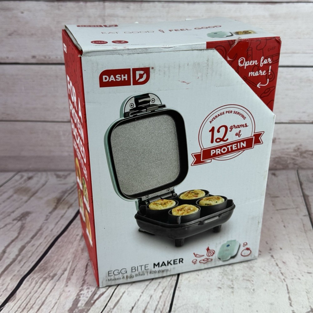 Dash Egg Bite Maker Aqua Mini Breakfast Sandwich Cooker 4 Cup Nonstick