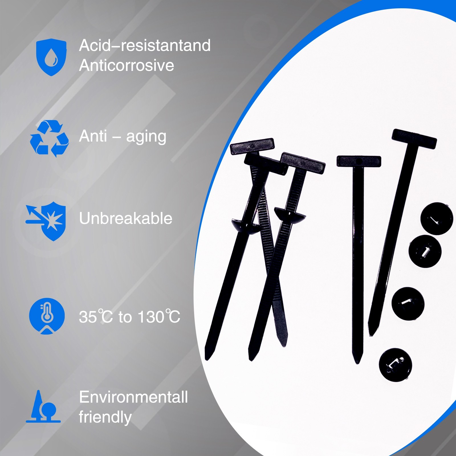 NEW 50PCS Nylon Universal Cable Tie Buckle+Self-Locking Nylon Zip Ties Holder