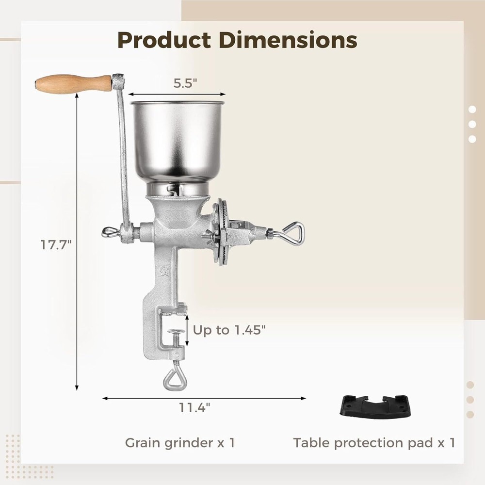 New Big Hopper Cast Iron Corn Grinder Wheat Grain Nut Grinder