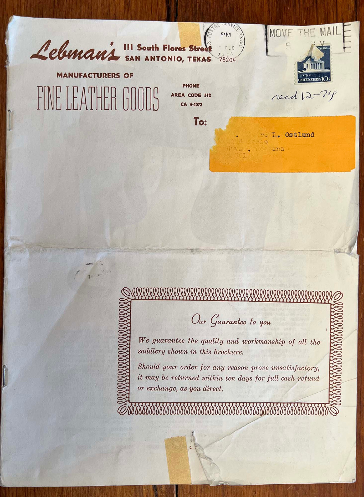 ORIGINAL 1974 LEBMAN'S FINE LEATHER GOODS Cowboy Saddles San Antonio, TX