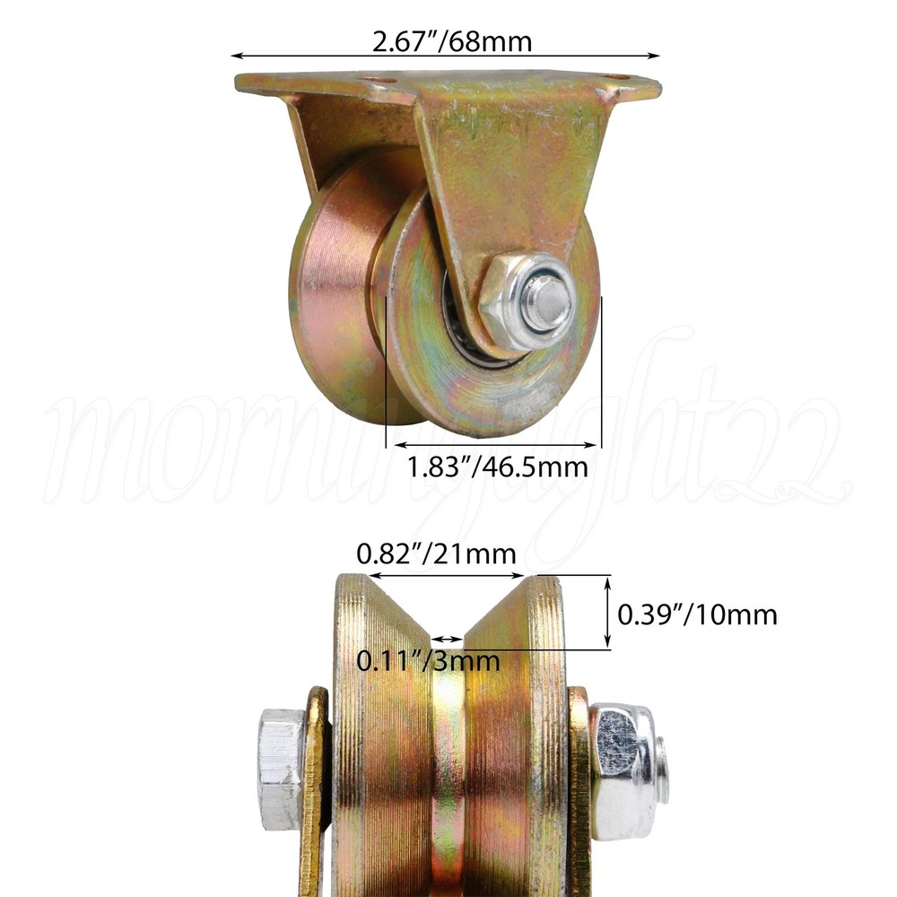 4pcs Sliding Gate Wheels Caster Heavy Duty Rigid Caster with Bracket