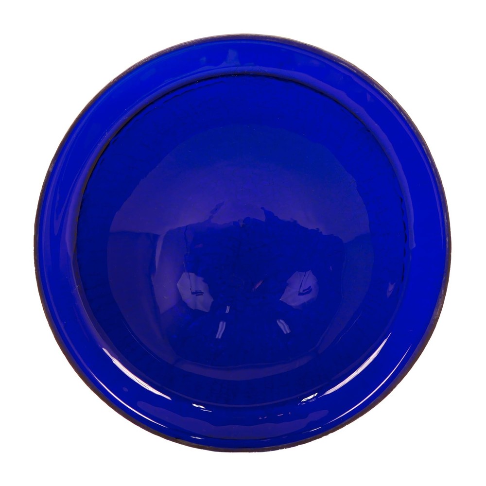 12" Cobalt Blue Crackle Birdbath- Rail Mount Bracket