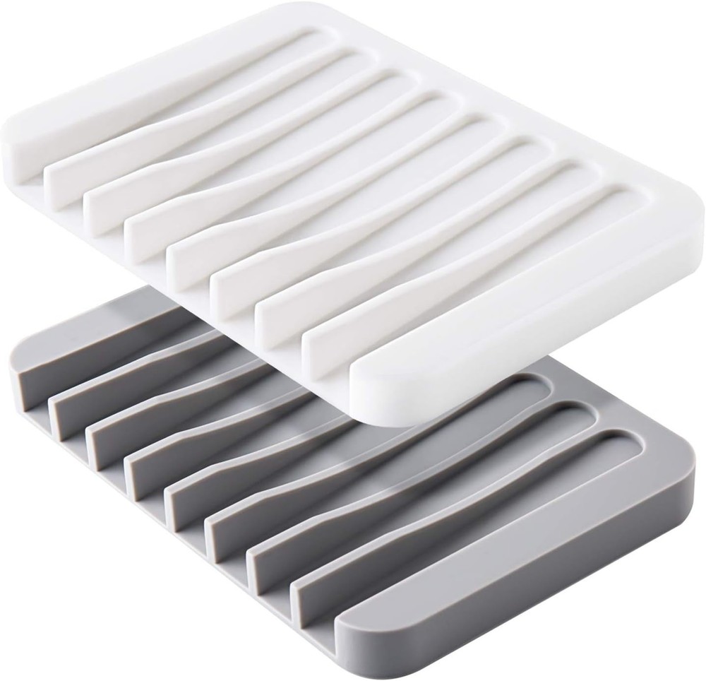 Self-Draining Silicone Soap Dish - Stylish Holder for Kitchen & Bath (2 PCS)