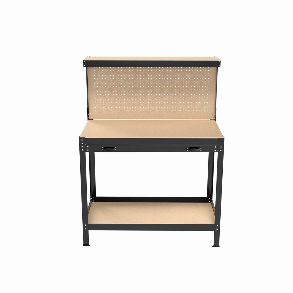 63" Tools Cabinet Working Workbench Tool Storage Workshop Table Drawers Pegboard