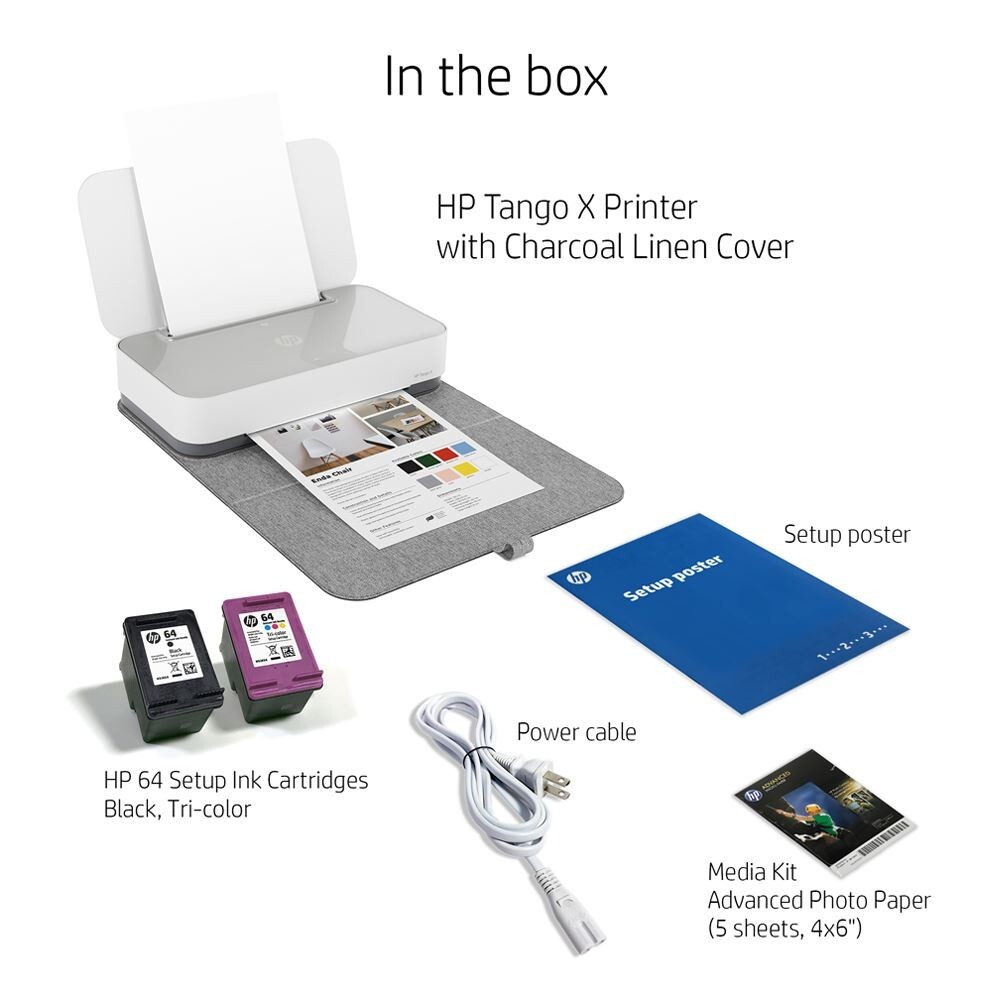 HP Tango X Smart Wireless All-In-One Printer, Print, Scan, Copy, No Inks