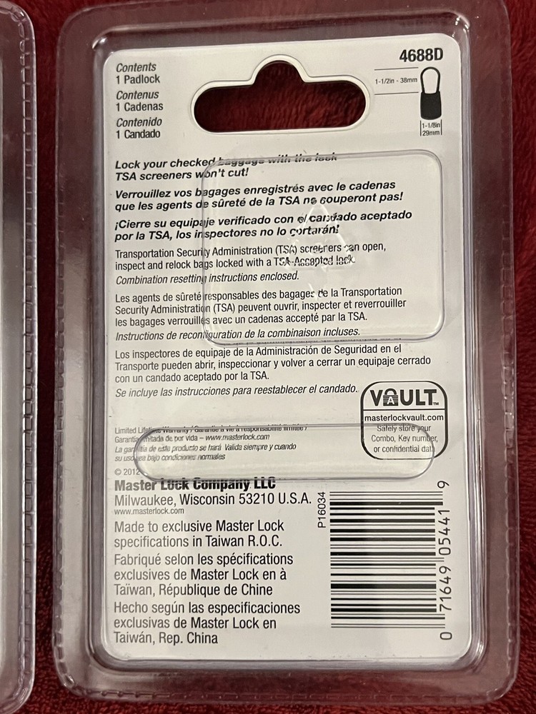 BUNDLE~ 2 MASTER LOCKS 4688D BLACK & RED TSA Approved Easy Set & Reset Combo NEW