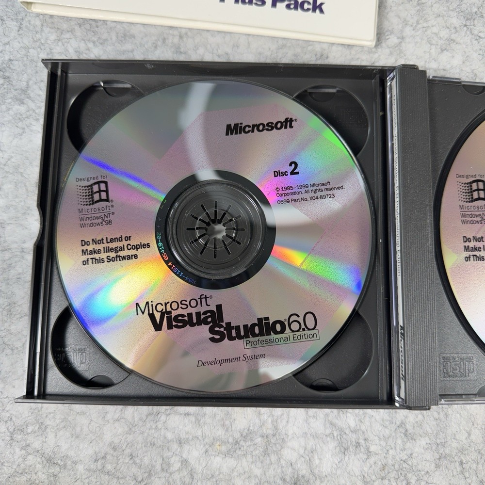 Microsoft Visual Basic Studio 6.0 Pro FoxPro C++ 659-00390 X04-86322 Software