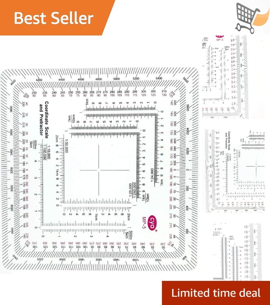 Military Map Reading Tool Plastic Scale Grid Protractor Land Navigation