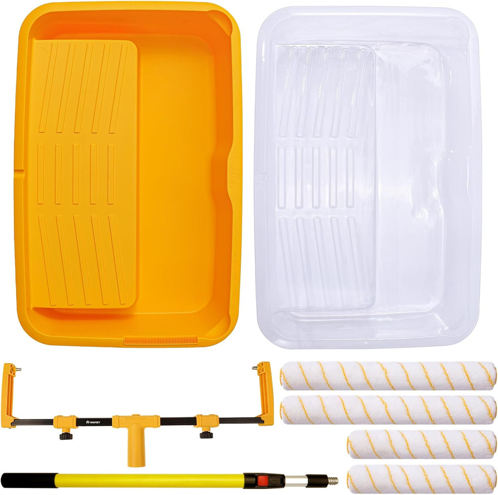 18" Paint Roller Kit，10Pc Paint Roller Tray with Liner,12" 18" Microfiber Paint
