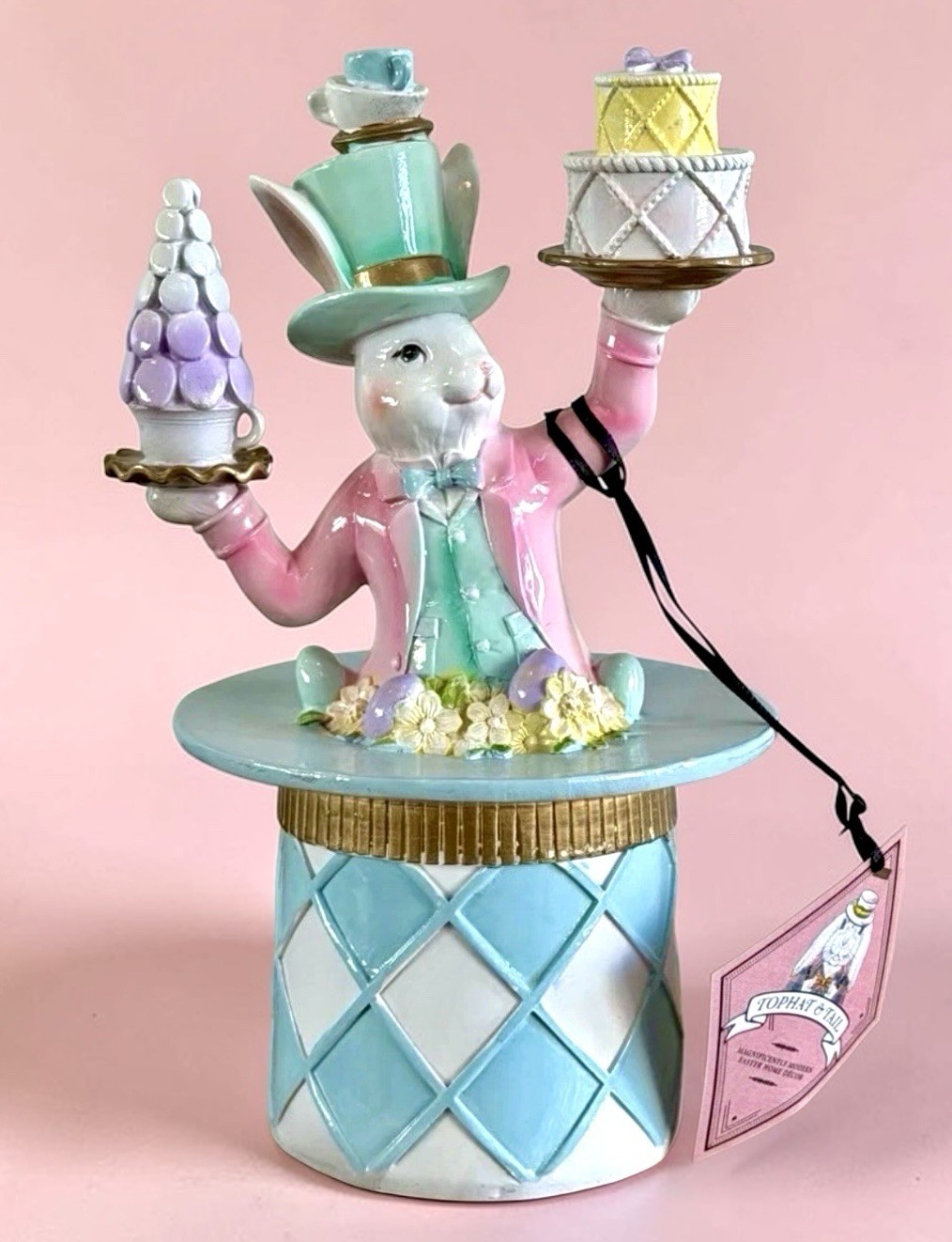 Easter MAD HATTER BUNNY Rabbit In Top Hat Mackenzie Style 10” NEW IN BOX