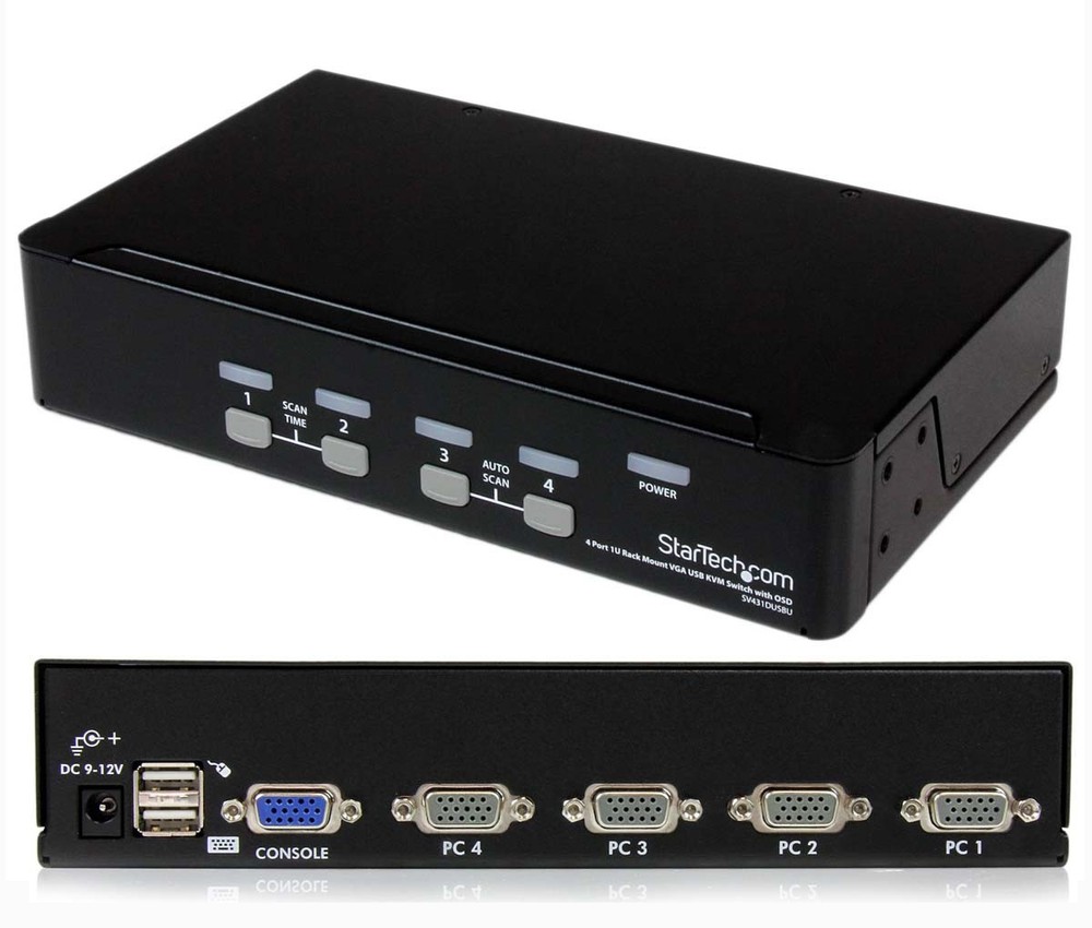 StarTech 4 Port 1U Rackmount USB KVM Switch with OSD