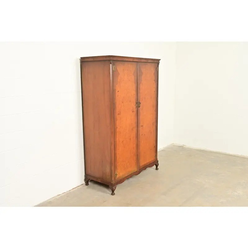Antique Art Deco Burl Wood Armoire Dresser or Gentleman's Chest, Circa 1930s