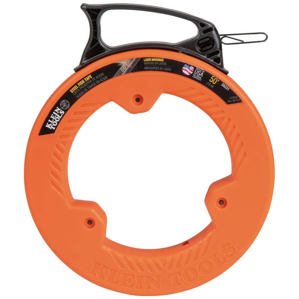 Klein Tools 56331 50-Foot Steel Fish Tape Wire Puller Double Loop Tip