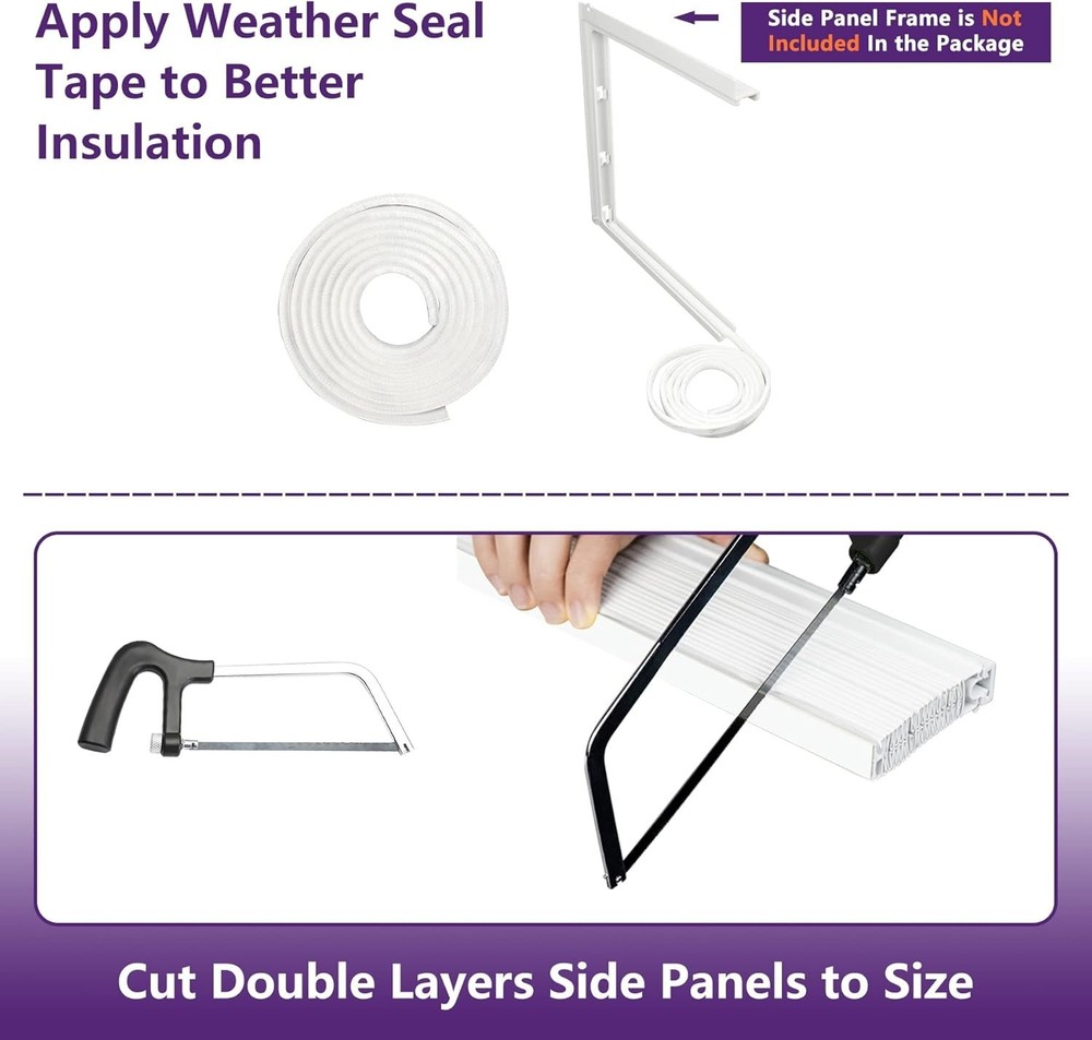 Window AC Side Panels, Double Layers Air Conditioner Insulation Panels Kit, A...