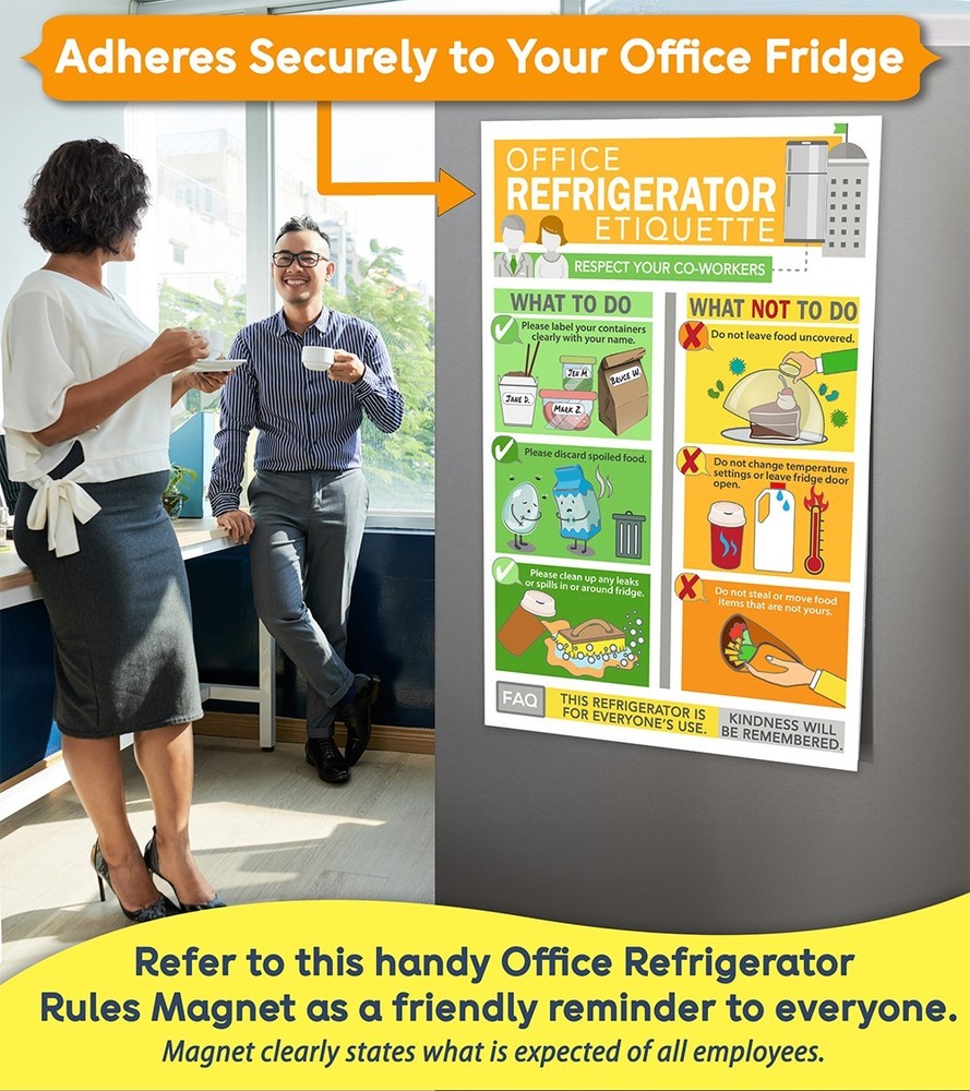 Office Refrigerator Etiquette Magnet 6x9 – Workplace Kitchen Cheat Sheet