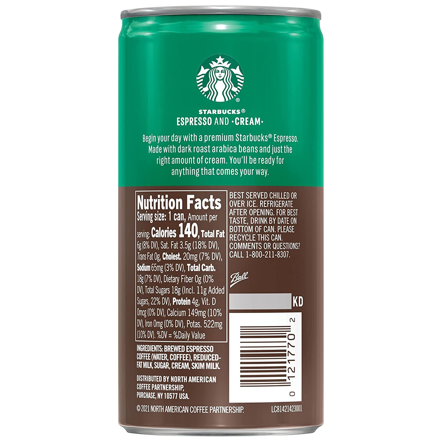 Starbucks Ready to Drink Coffee, Espresso & Cream Light, 6.5Oz Cans (12 Pack)