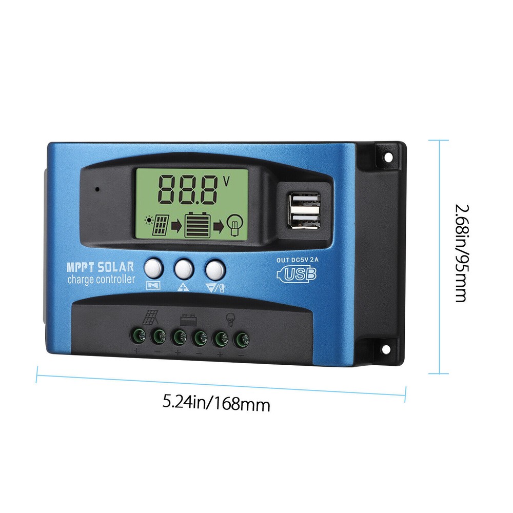 30-100A MPPT Solar Panel Regulator Charge Controller 12V/24V Auto Focus Tracking
