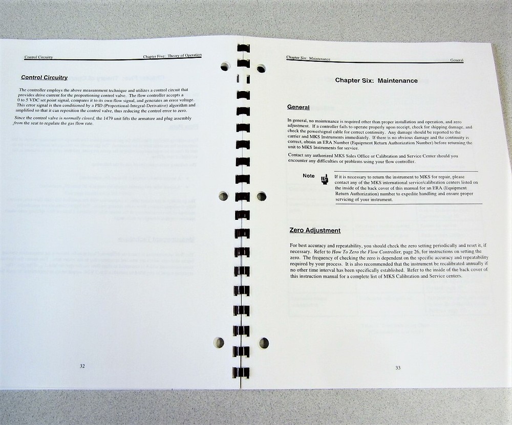 MKS Instruments Type 1479A Mass-Flo Controller Instruction Manual 119474-P1