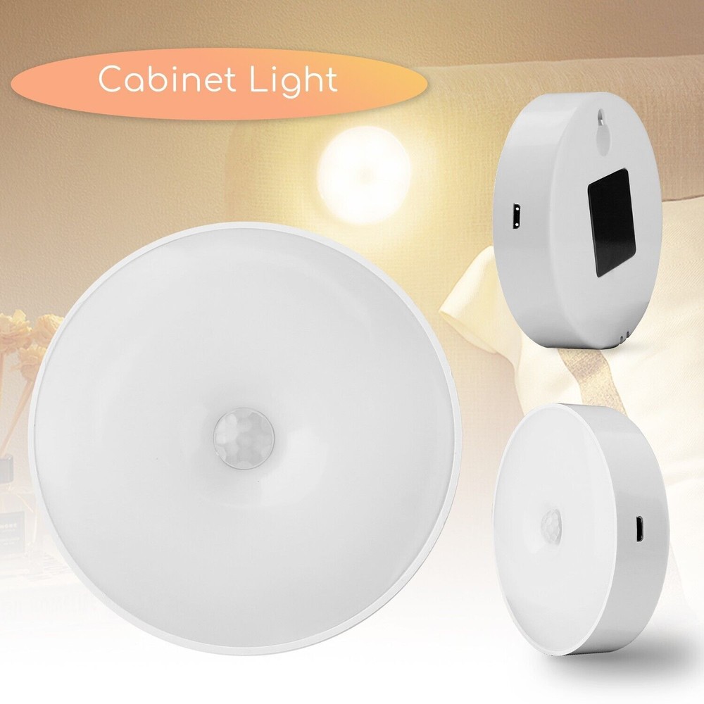 3PCS LED Motion Sensor Under Cabinet Closet Light USB Rechargeable Kitchen Lamp