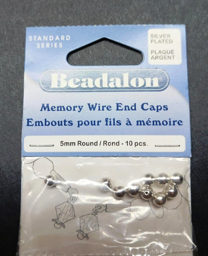 Beadalon Silver Plated Memory Wire End Caps - 5mm Round - 10pcs