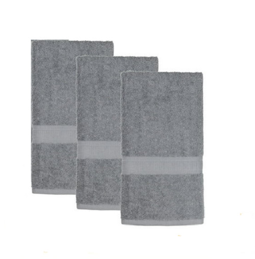 Mainstays Basic Hand Towel, Soft 100% Cotton Hand Towel, Gray