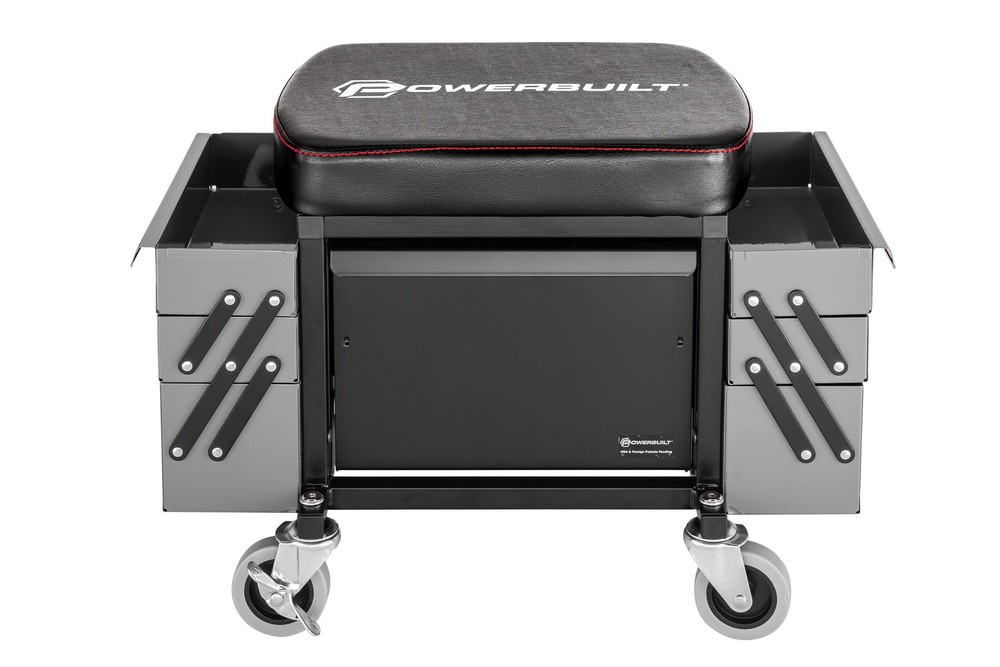 Powerbuilt Deluxe Rolling Stool With Expandable Tool Trays - 941918ECE