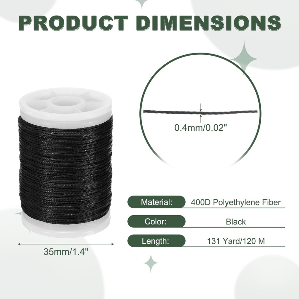 Archery Bow String Serving Thread Bowstring Thread 400D & Black