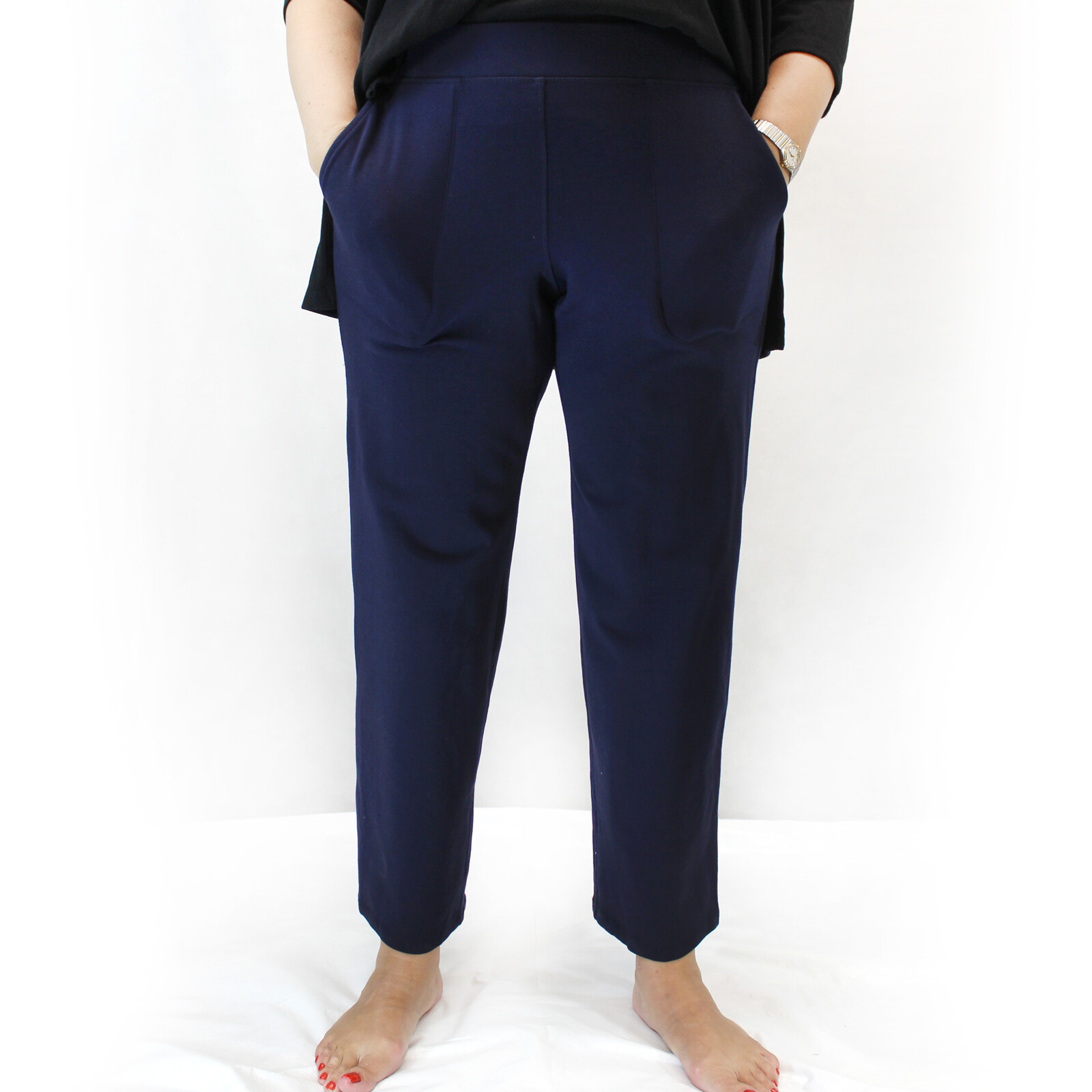 Talbots Plus Size Navy Relaxed Stretch Waist Pockets Pants 3X