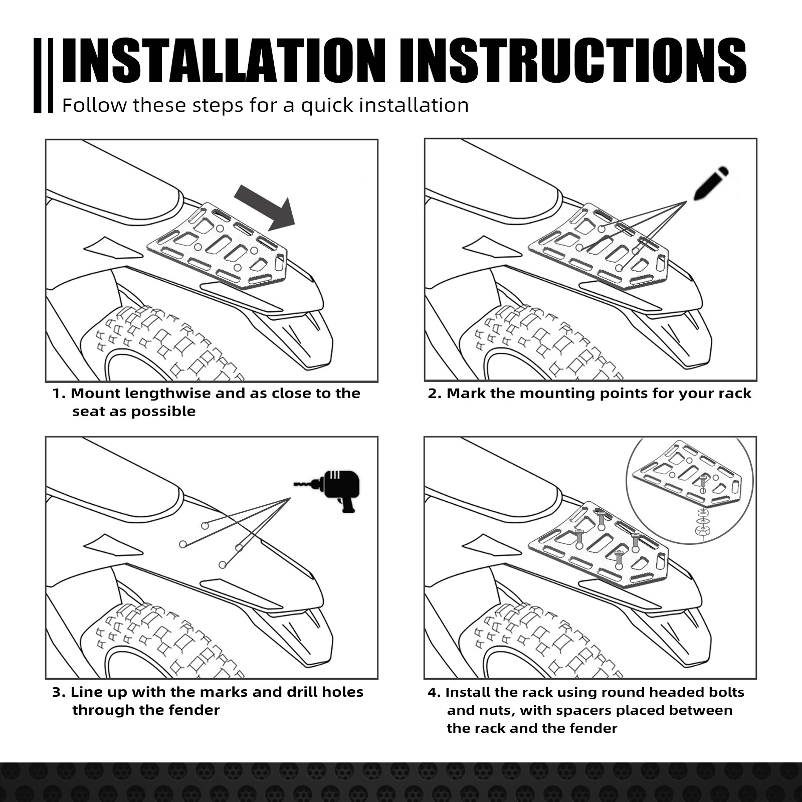 NICECNC Rear Tail Luggage Rack For KTM 125-530 SX/SX-F/EXC/EXC-F/XC/XC-F/XC-W