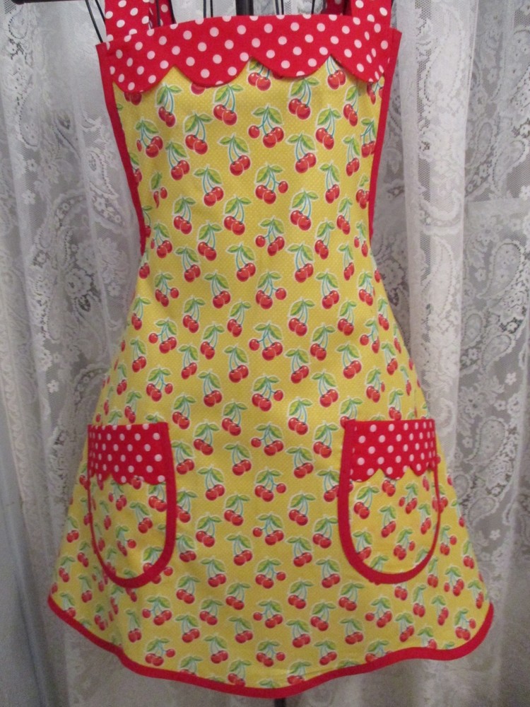 HANDMADE APRON  CHERRIES