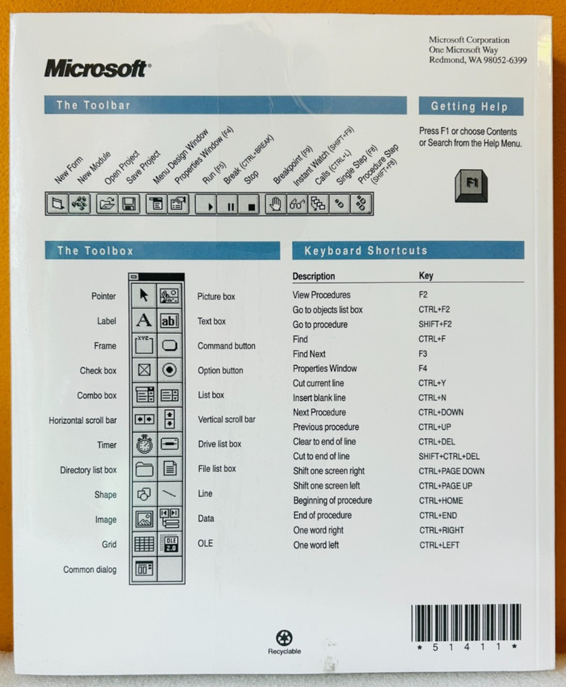 Microsoft Visual Basic Programming System for Windows Language Reference Manual.