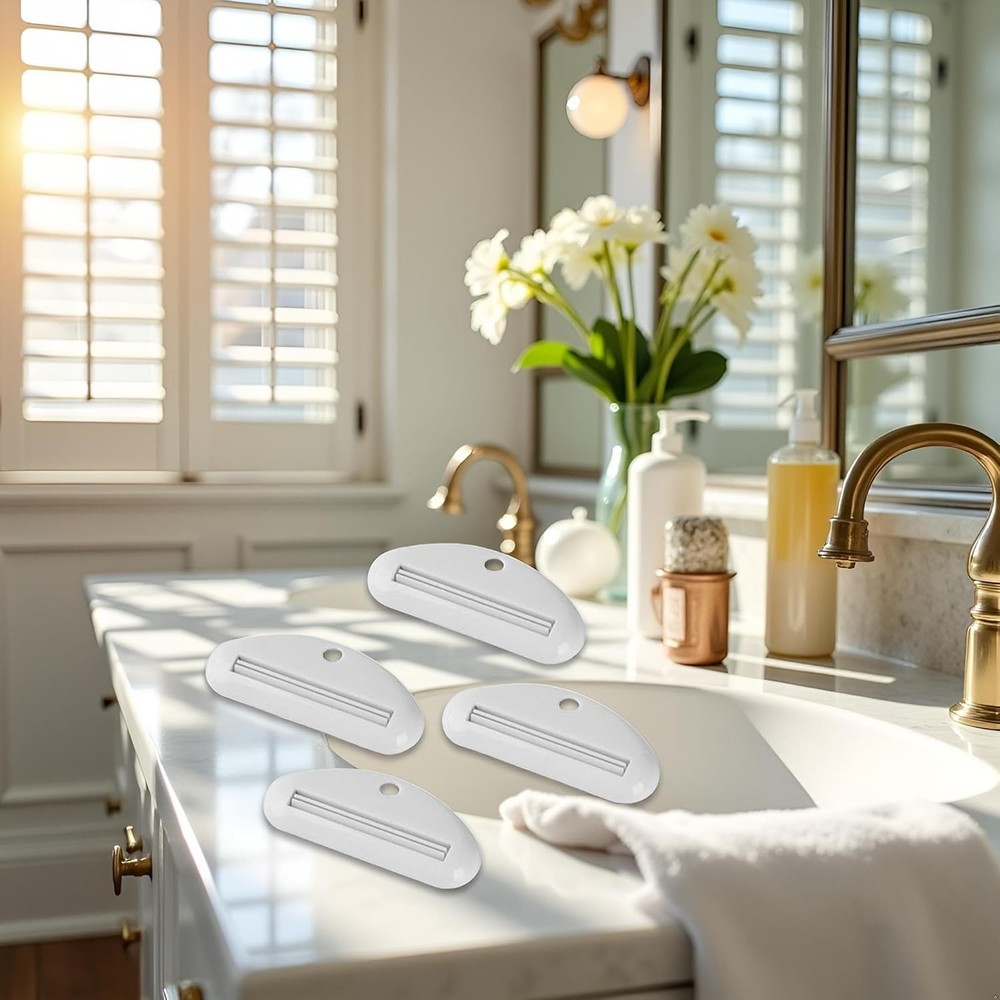 5Pcs White Toothpaste Squeezer,Plastic Toothpaste Tube Squeezer Dispenser,Toothp