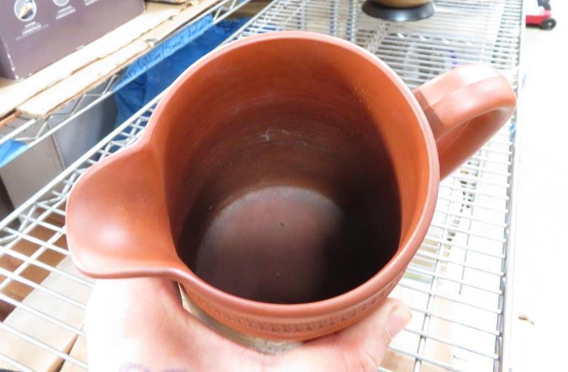 Prattware Earthenware Hand Painted Pitcher 9" Tall