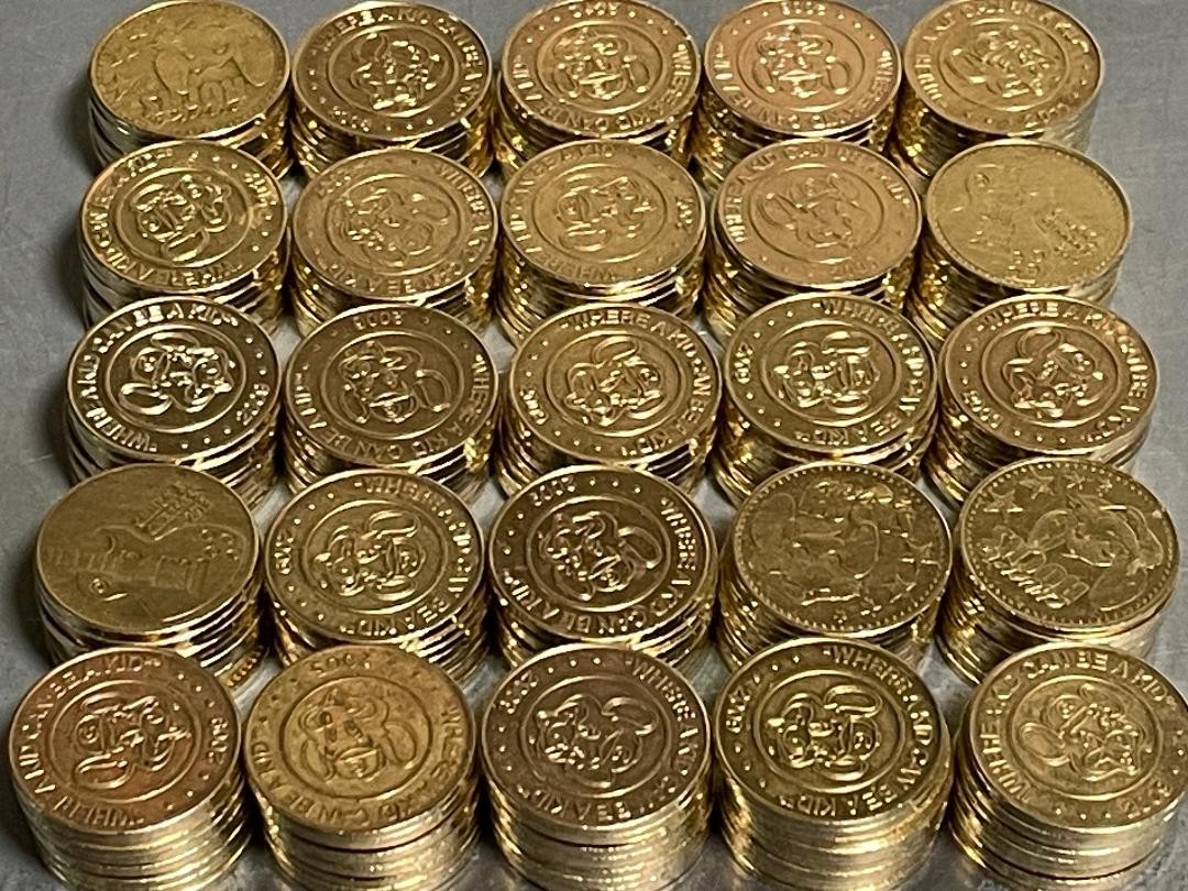250 Chuck E Cheese Tokens, .984" / 25mm Brass Tumble Cleaned