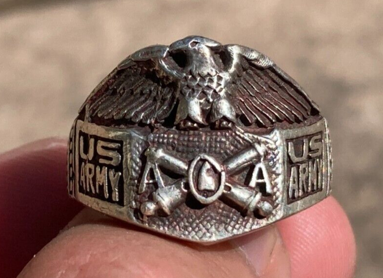 WW2 US Army Coast Artillery Anti-Aircraft Sterling Ring Sz 9.5