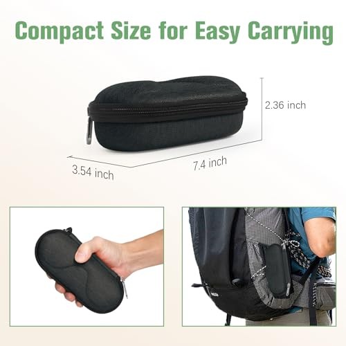 Bukere Sunglasses Case, Shockproof Glasses Case with Secure Strap & Negro -