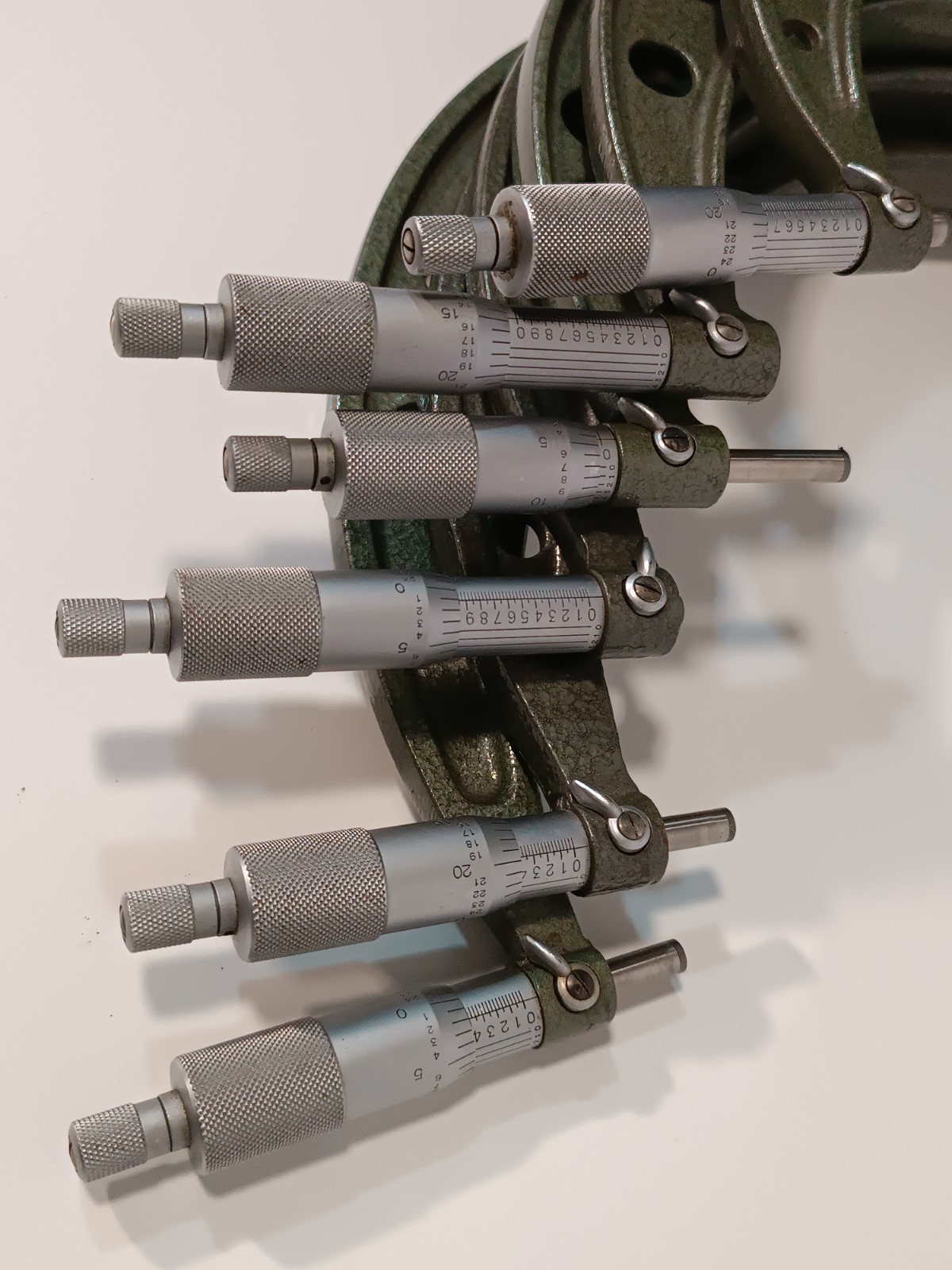 Mitutoyo Outside Micrometer Set, 6 Sizes, 5" - 11" Overall Range, .0001" Grad