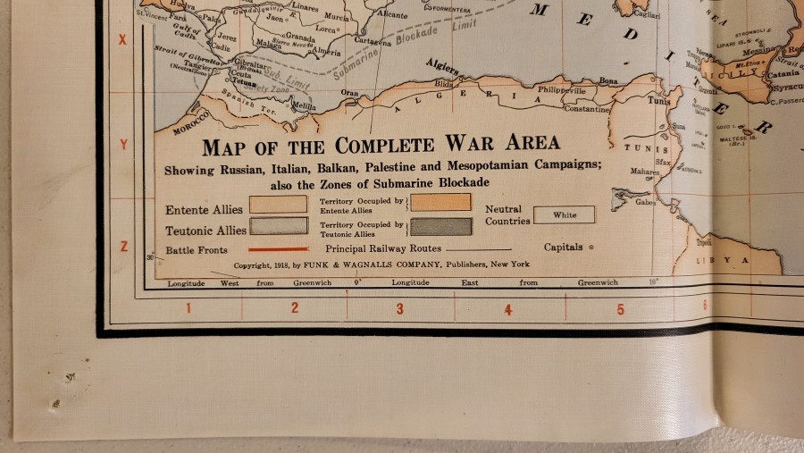 WWI 1918 Western Front Battle-Line Liberty Map! Coated Cloth. Large 51" x 42".