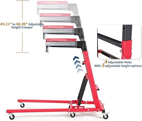 400LBS 48"-66" Automotive Engine Creeper Engine Creeper Workshop Creeper Red