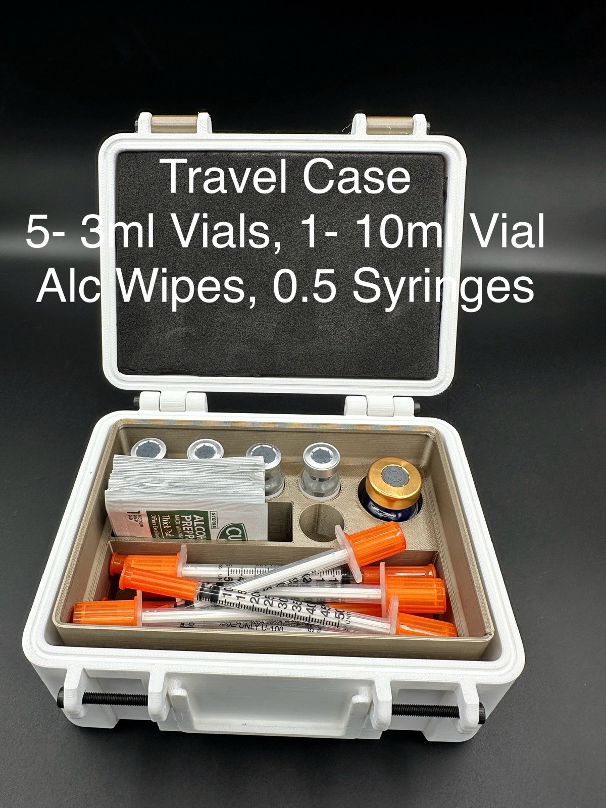 Peptide Storage Case, 3ml, 10ml and 30ml, Peptide organizer White Champagne