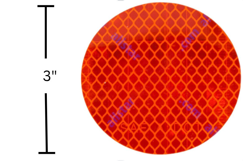 3" Inch Round Red High Visibility Reflector. Quantity: 10 stickers.