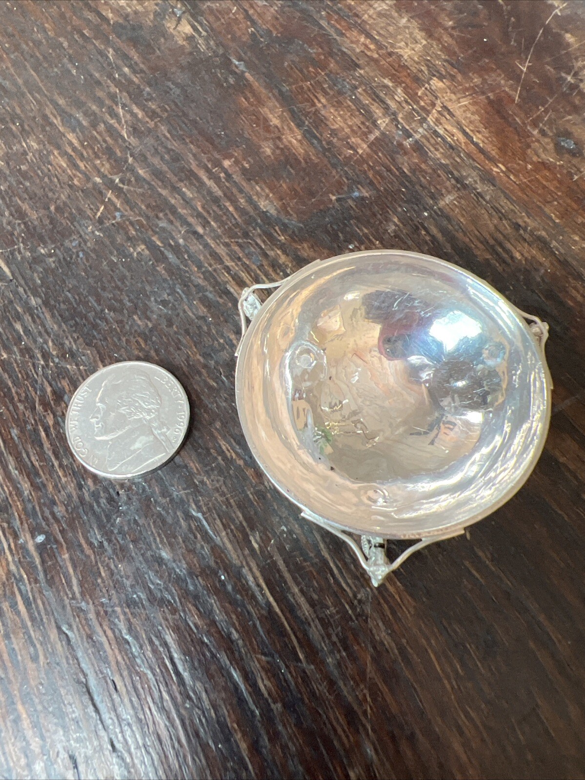 Antique Chinese Sterling Silver Dragon Salt Cellar Bowl VERY OLD GOOD CONDITION