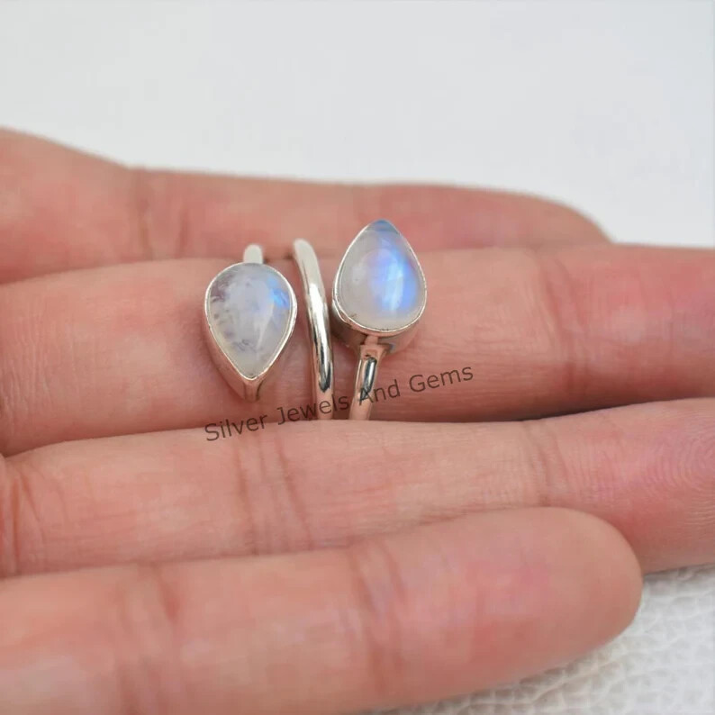 Natural Moonstone Ring 925 Sterling silver Band & Statement Handmade All Size