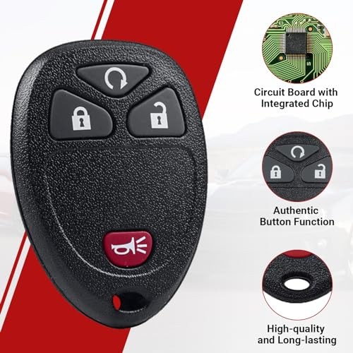 Key Fob Keyless Entry Remote Control Compatible with Chevy Silverado 4Btn, 2PC